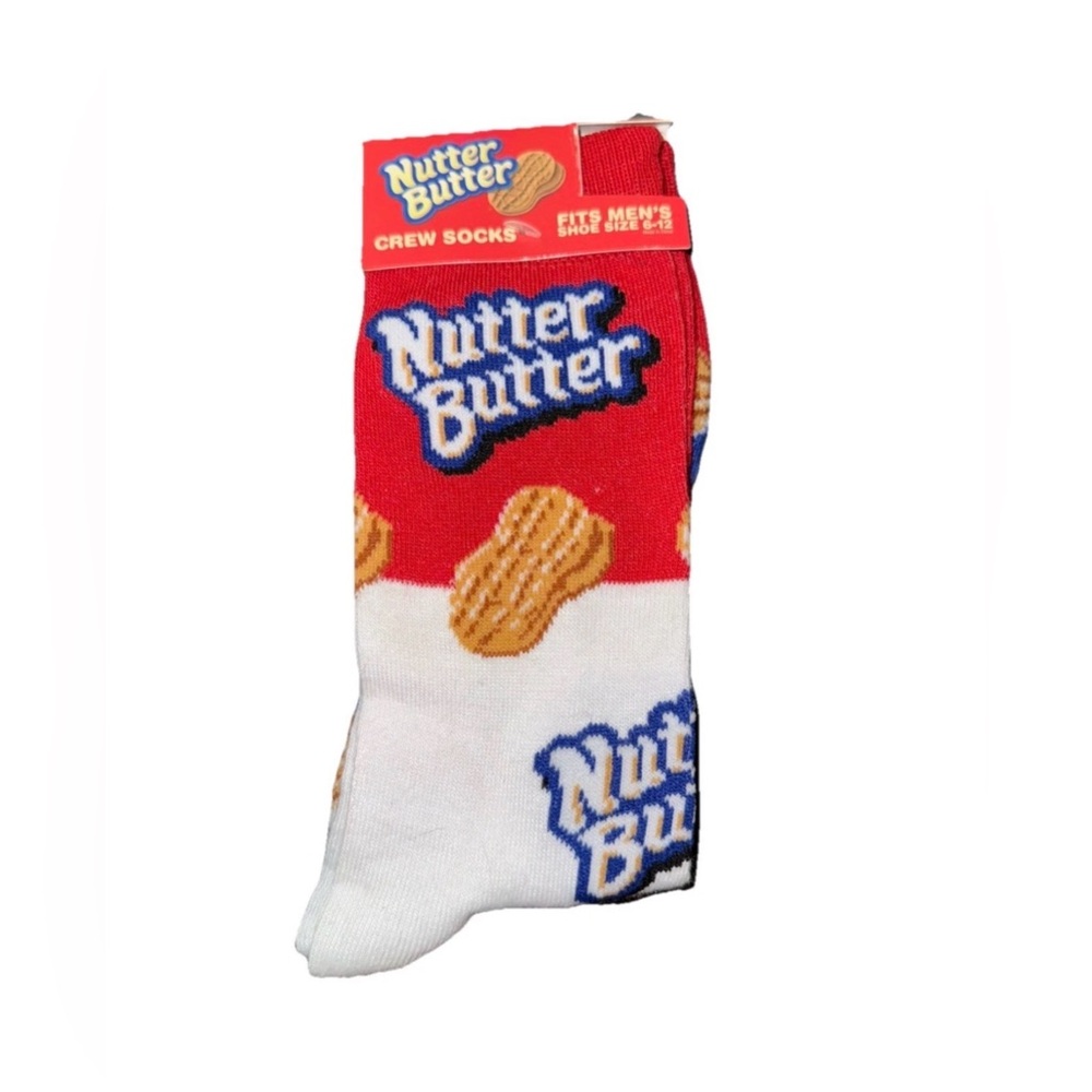 Nutter Butter Novelty Crew Socks Fits Mens Shoe Size 6-12